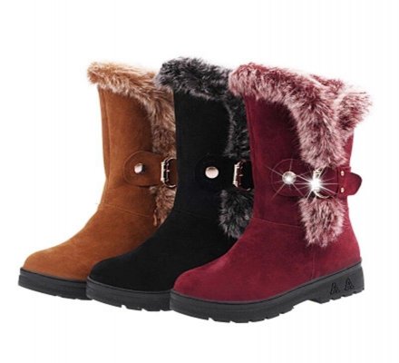 Winter New Snow Cotton Boots Female Belt Buckle Suede Solid Color Warm Women Flat Boot Snow Boots Women Waterproof NO.199